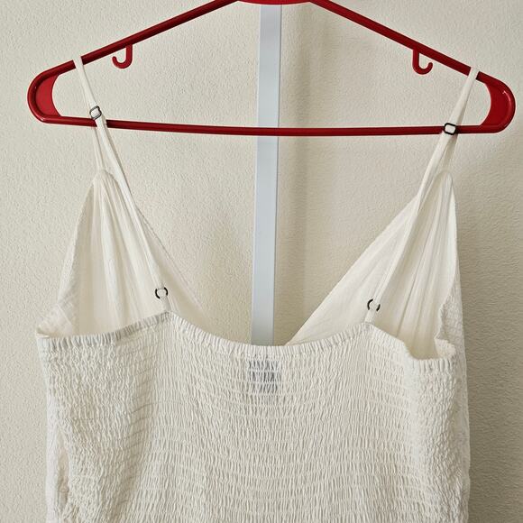 CLEOBELLA Violet Embroidered Spaghetti Strap V-Neck Bow Smocked Mini Dress Sz M - Picture 7 of 16